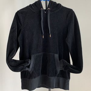 H&M BLACK HOODIE VELOUR SWEATER SIZE S